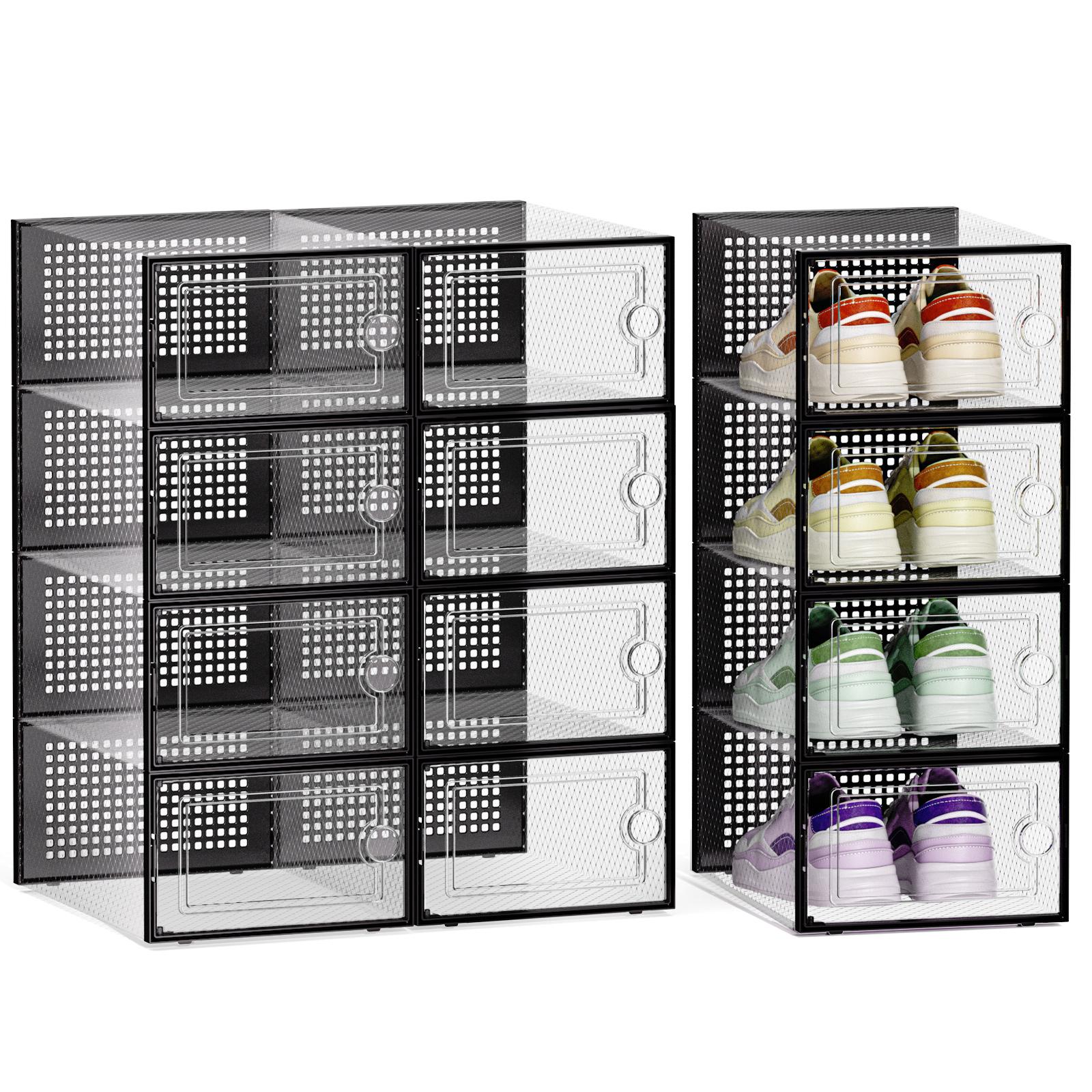 Shoe Box Display - 12/24개입 두꺼운 투명 신발 보관함, 접이식
