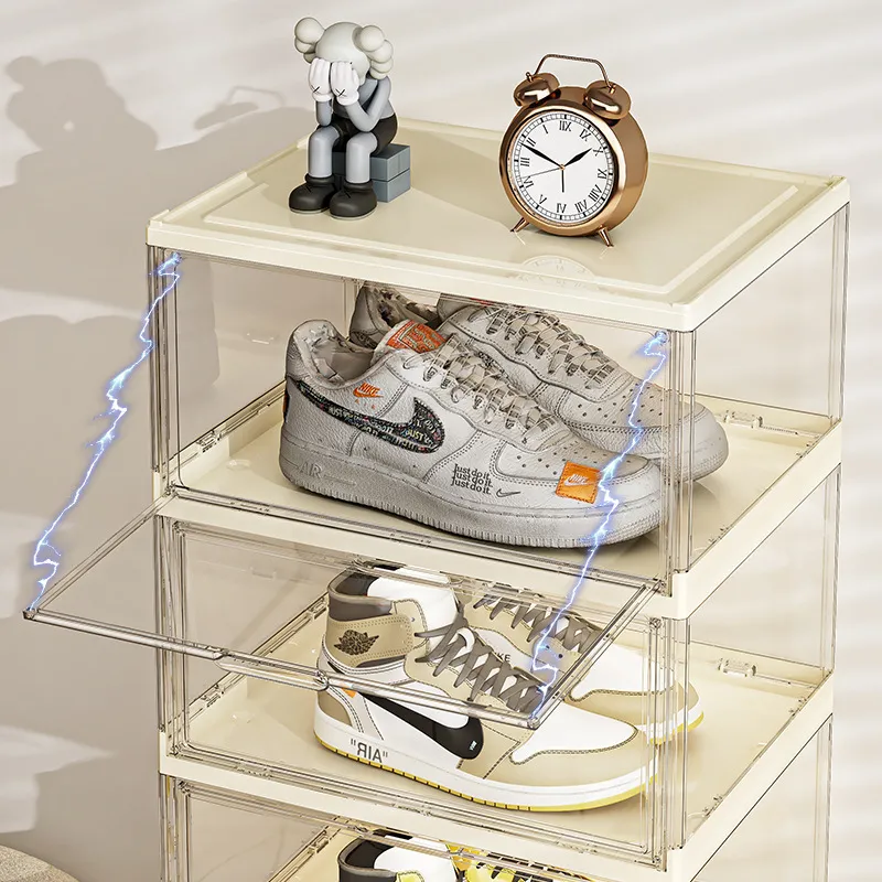 투명 아크릴 접이식 신발장 마그네틱 다층 플라스틱 수납 - Shoe Box Display 리뷰 및 가격