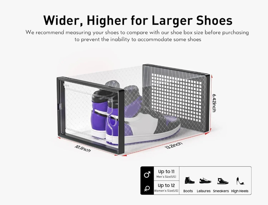 쌓을 수 있는 신발 보관 상자, 전면 개방형 도어가 있 - Shoe Box Display 리뷰 및 가격