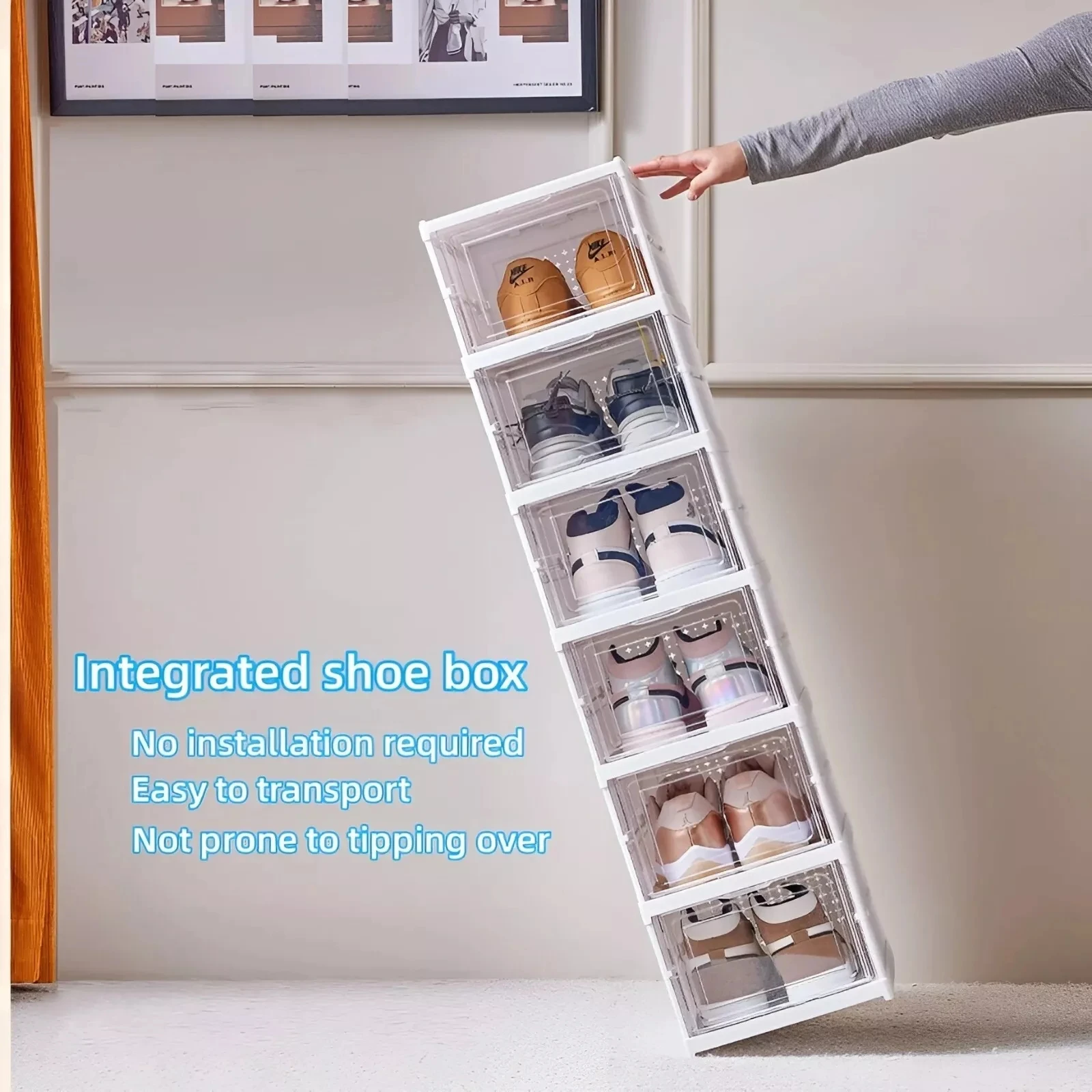 접이식 신발 보관함, 투명 운동화 신발 상자, 쌓을 수 - Shoe Box Display 리뷰 및 가격