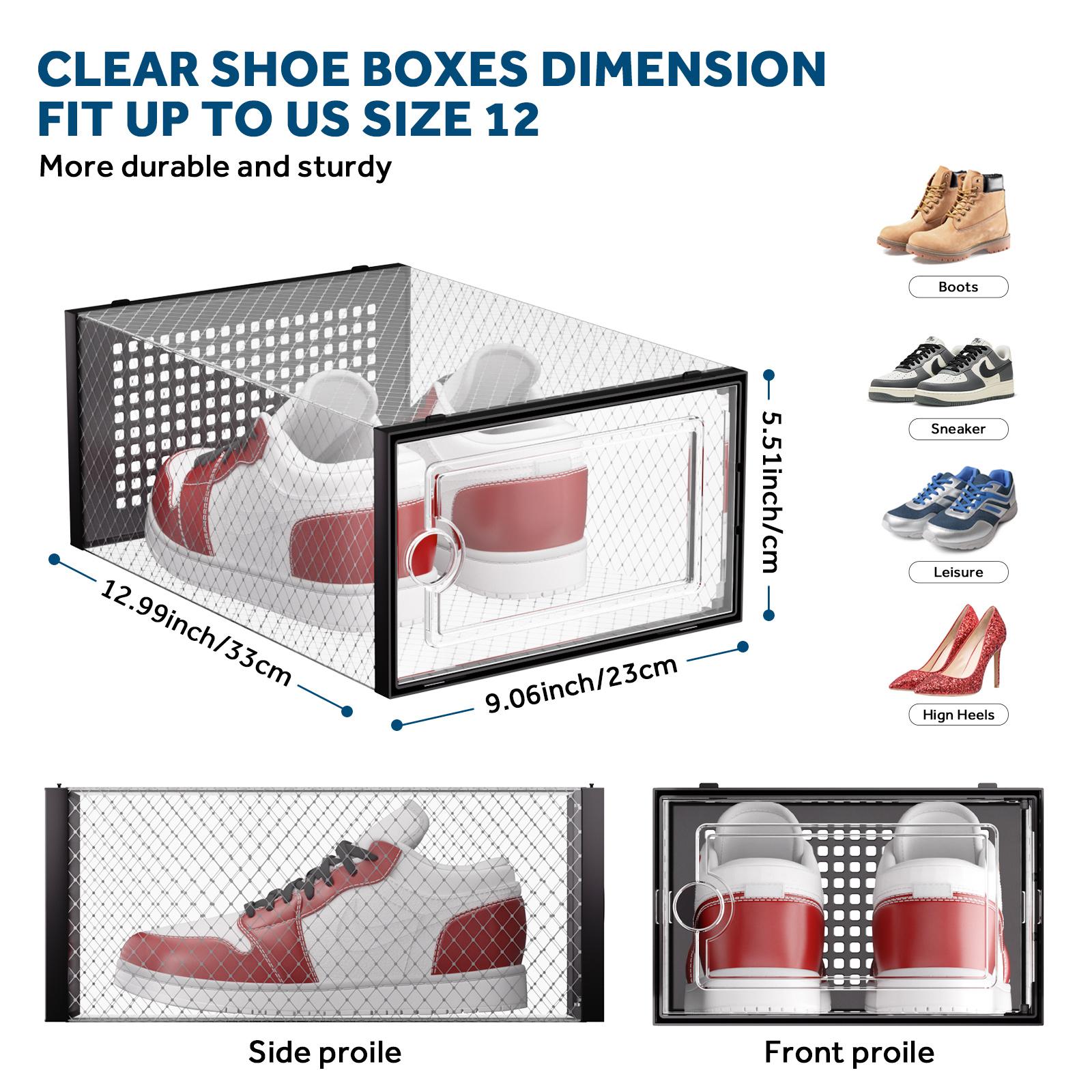 12/24개입 두꺼운 투명 신발 보관함, 접이식 및 쌓 - Shoe Box Display 리뷰 및 가격