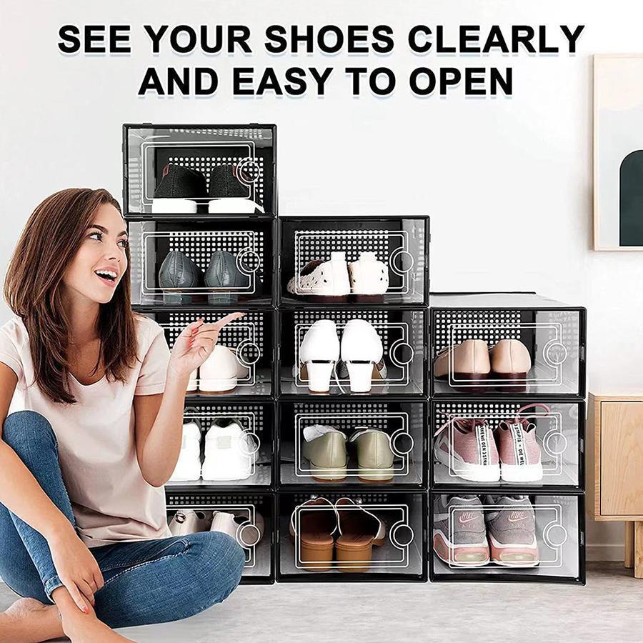 12/24/36개 대형 투명 신발 보관함, 쌓을 수 있 - Shoe Box Display 리뷰 및 가격