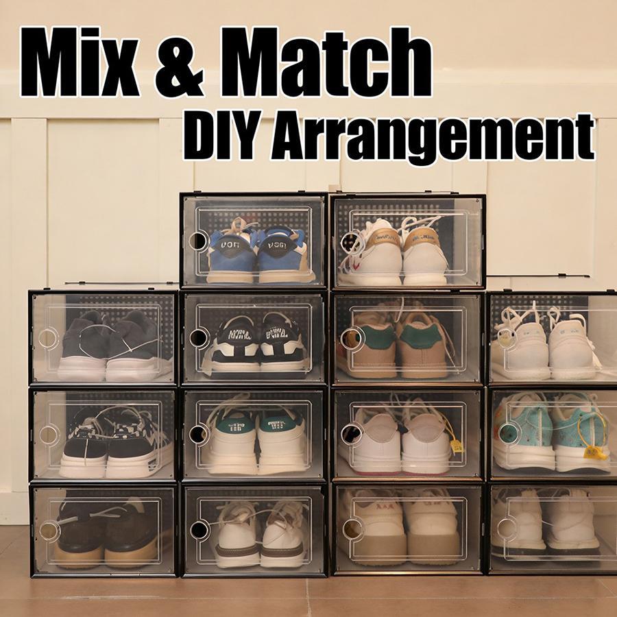 12/24/36개 대형 투명 신발 보관함, 쌓을 수 있 - Shoe Box Display 리뷰 및 가격