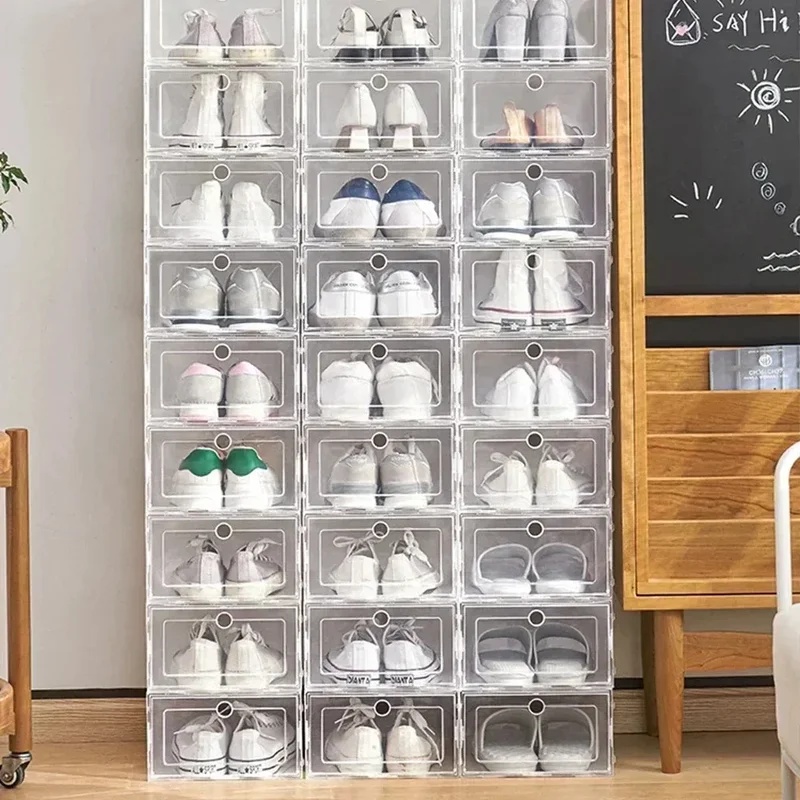 6pcs 투명 신발 상자 쌓을 수있는 신발 케이스 보관 - Shoe Box Display 리뷰 및 가격